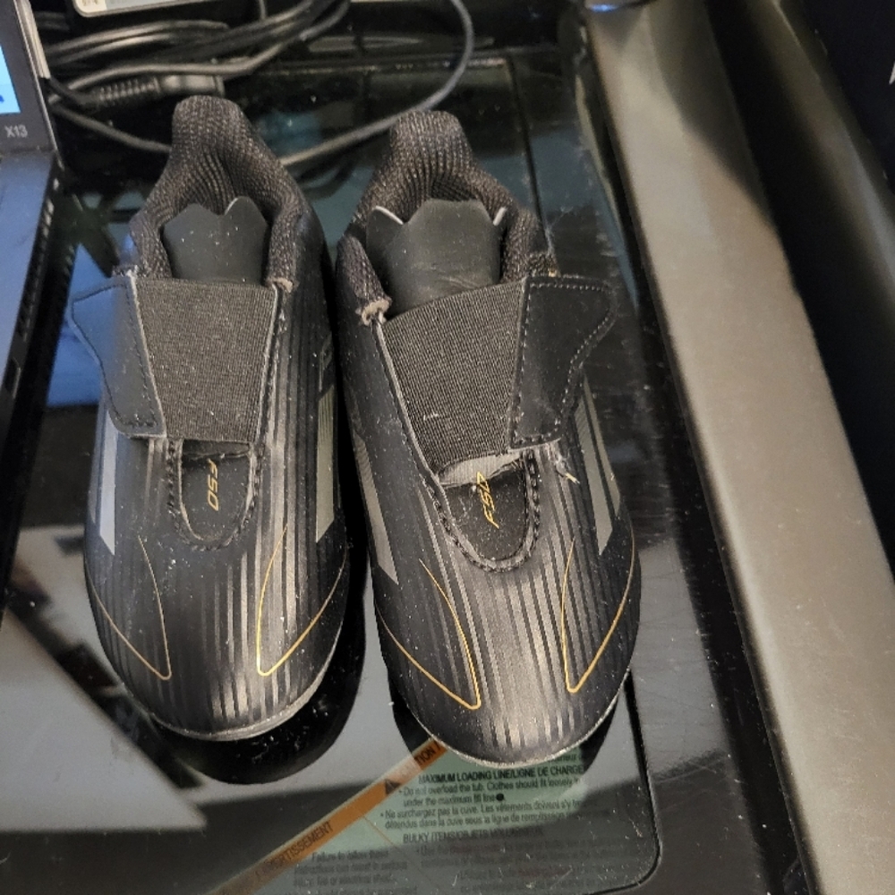 adidas Kids Black Sneakers with Gold Details size 9t